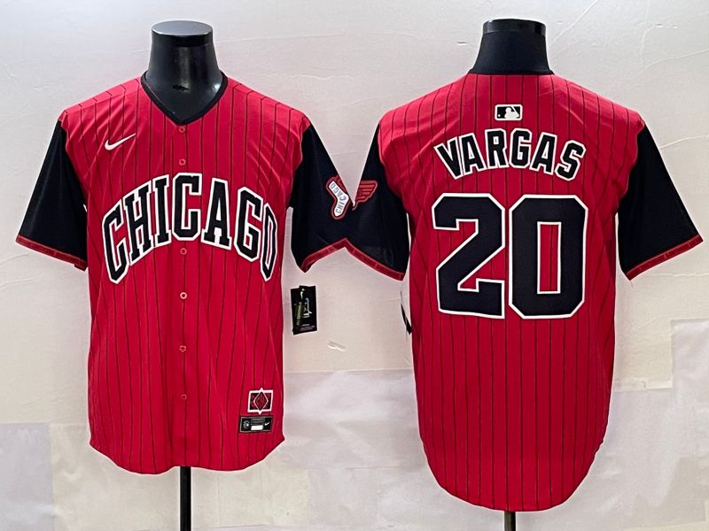 Men 2025 Chicago White Sox #20 Vargas Red Stripe Joint Name Nike MLB Jersey style 1